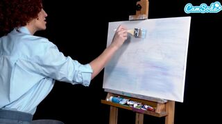 Ryan Keely Bob Ross cosplay villiintyy maalaushetkellä