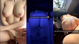 Likainen naiminen college tyttöjen snapchat valinta näytöllä kolme