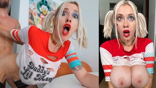 Isot Tissit Harley Quinn Syväkurkku, Nussii Karkeasti kunnes iso Cum kasvoillaan - POV COSPAY